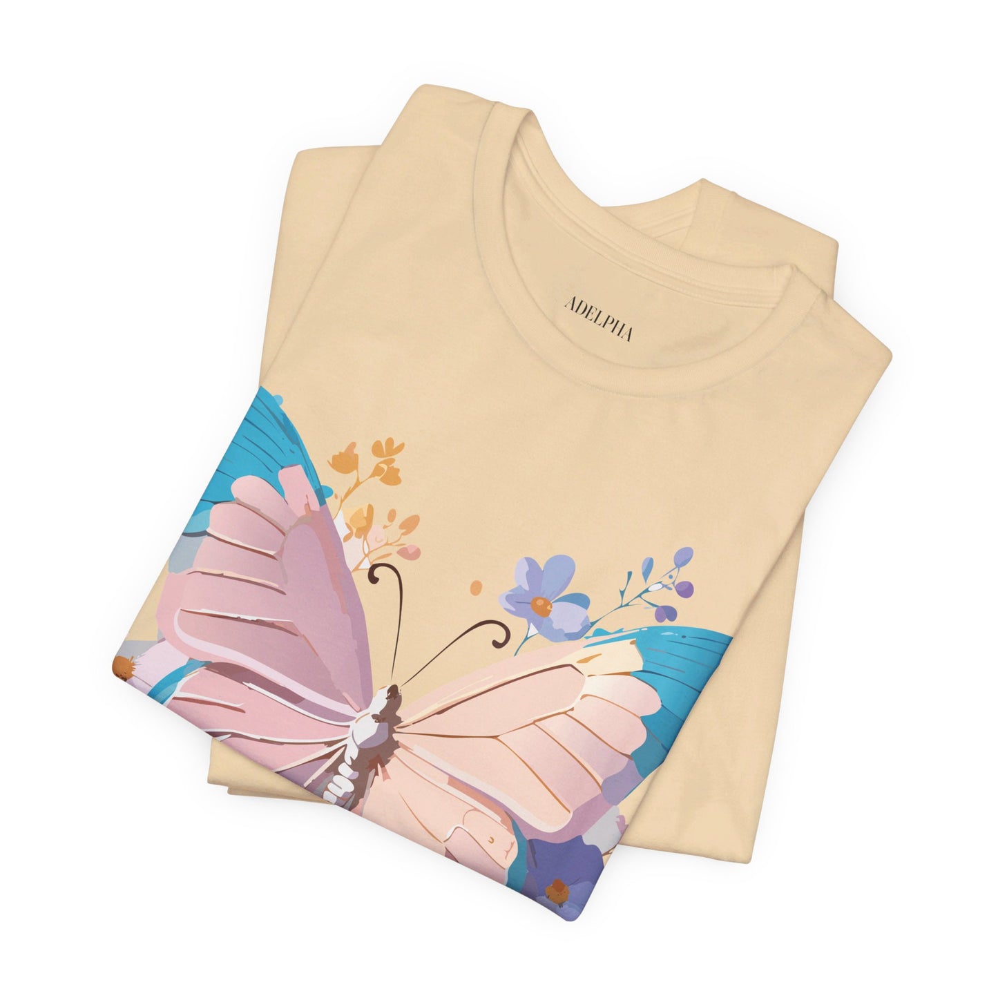 Natural Cotton Tee Shirt with Butterfly