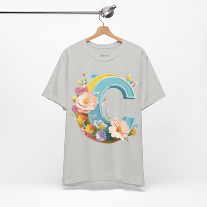 Natural Cotton Tee Shirt - Letters Collection - C Printify