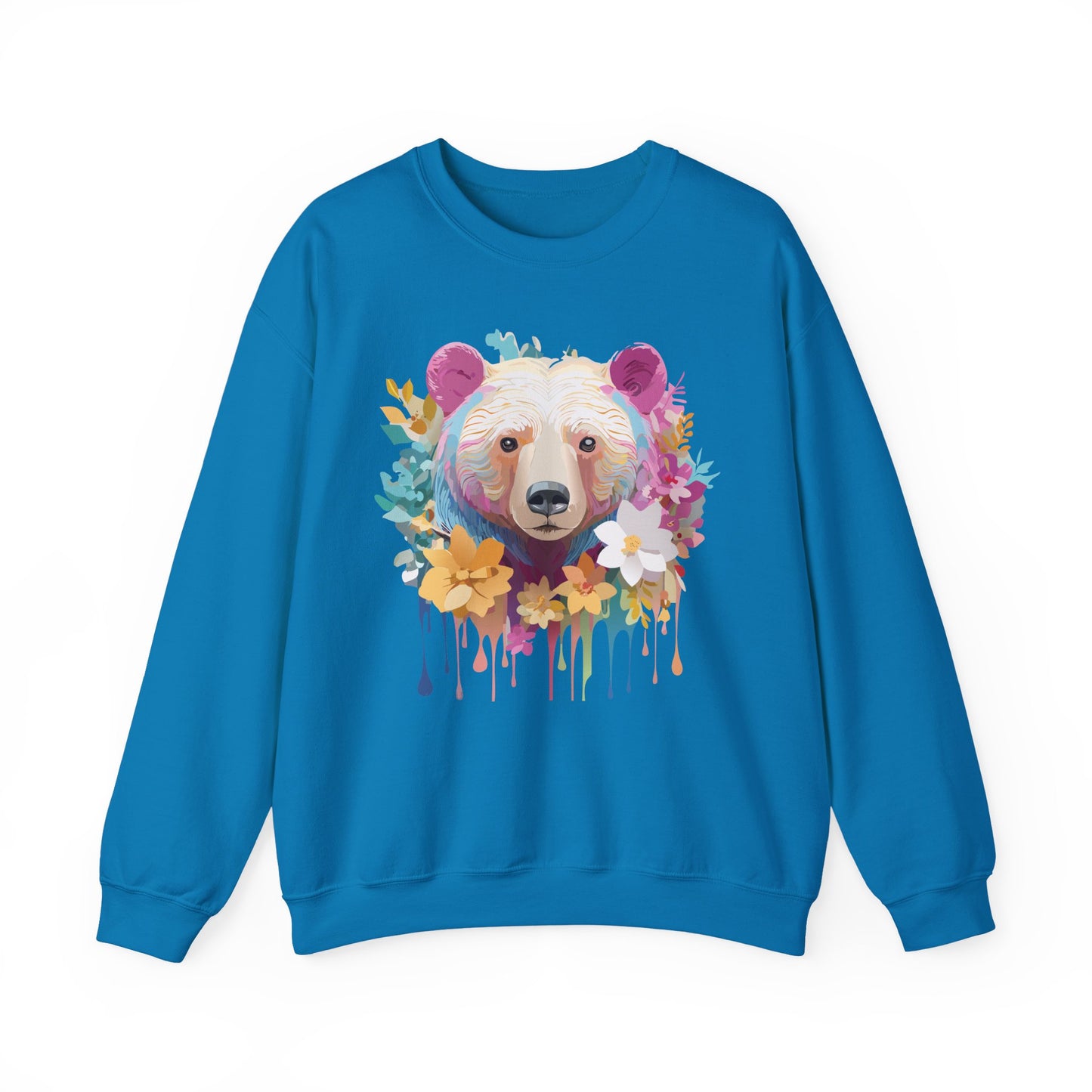 Unisex Floral Bear Sweatshirt, Animals Sweatshirt, Floral Sweatshirt, Art Design Sweatshirt