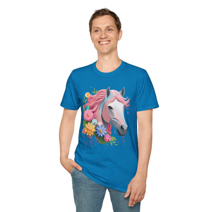 Unisex Horse Shirt Softstyle Cotton Tee With Animal Print Design