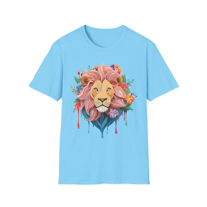 Lion Shirt Unisex Floral Lion Tee Animal Print Softstyle Tee