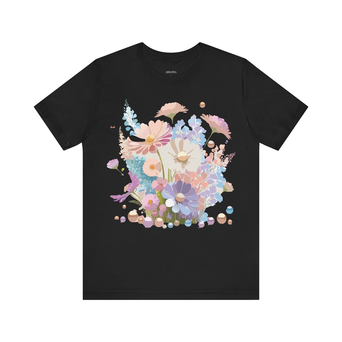 Natural Cotton Tee Shirt with Flowers