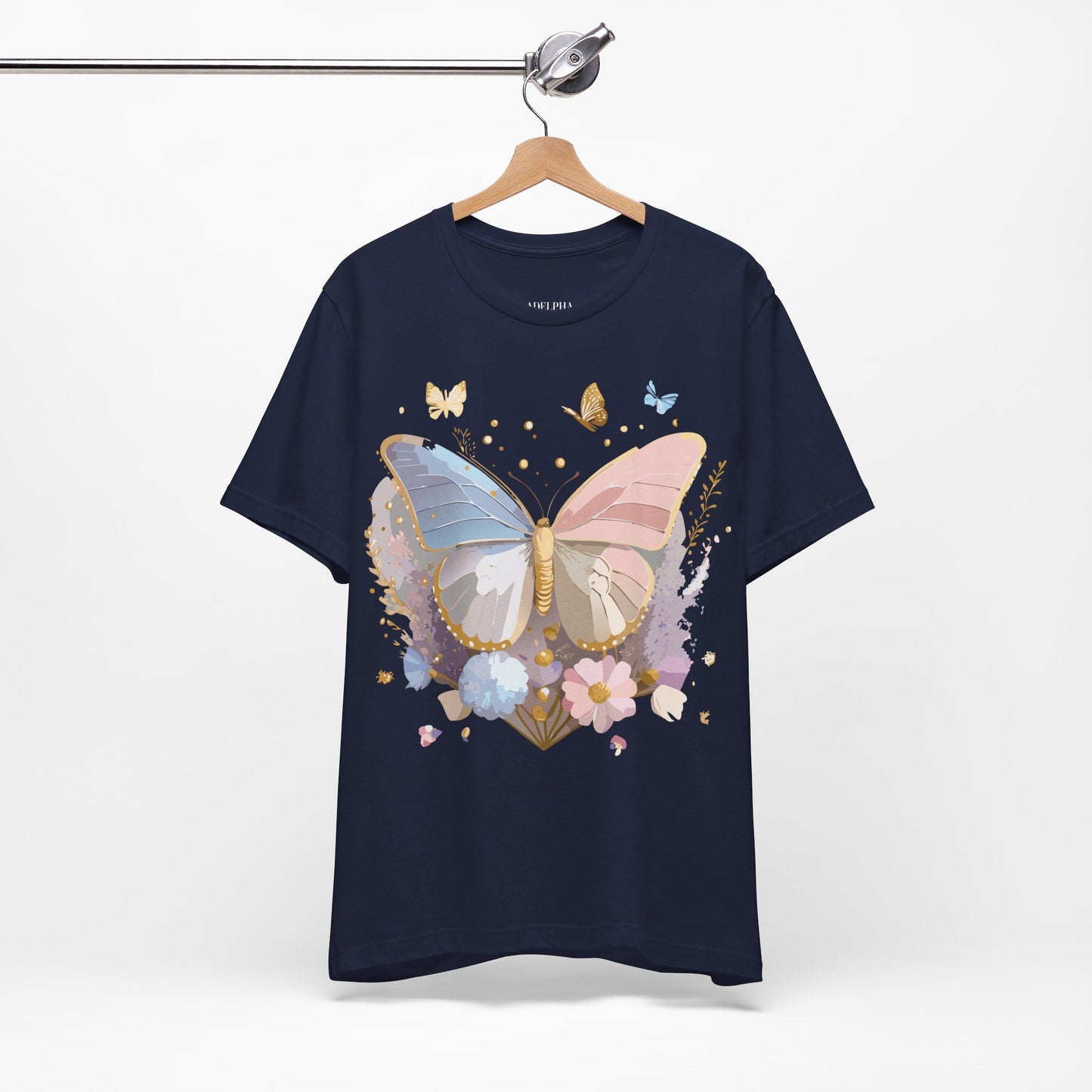 Natural Cotton Tee Shirt with Butterfly