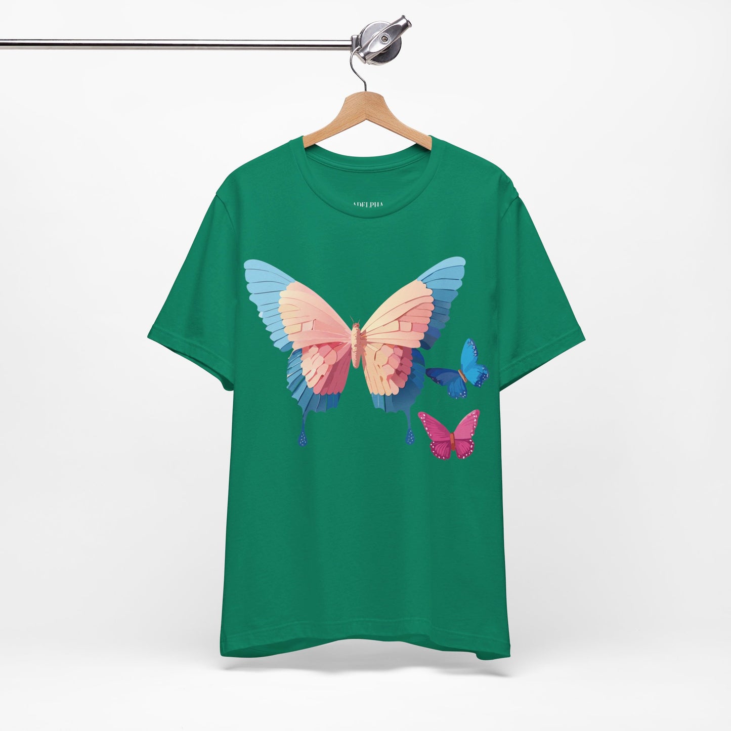 Natural Cotton Tee Shirt with Butterfly