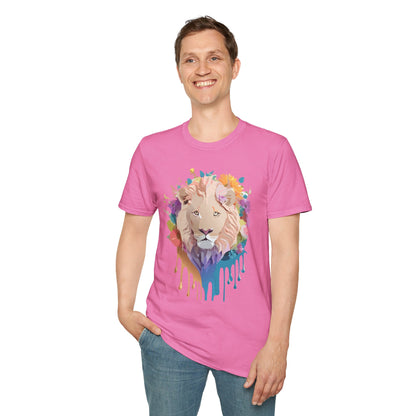 Unisex Lion Shirt Floral Lion Tee Softstyle Gildan 64000 100 Percent Cotton