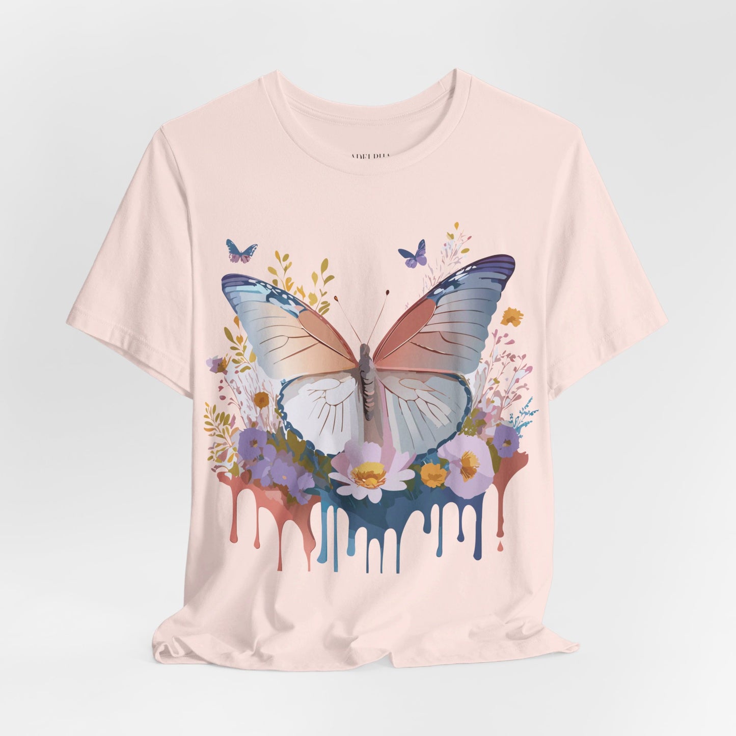 Natural Cotton Tee Shirt with Butterfly