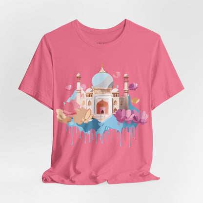 Natural Cotton Tee Shirt - Taj Mahal, India Printify