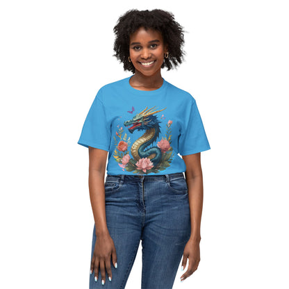 Unisex Dragon T Shirt With Art Print Floral Vintage Dragon Tee