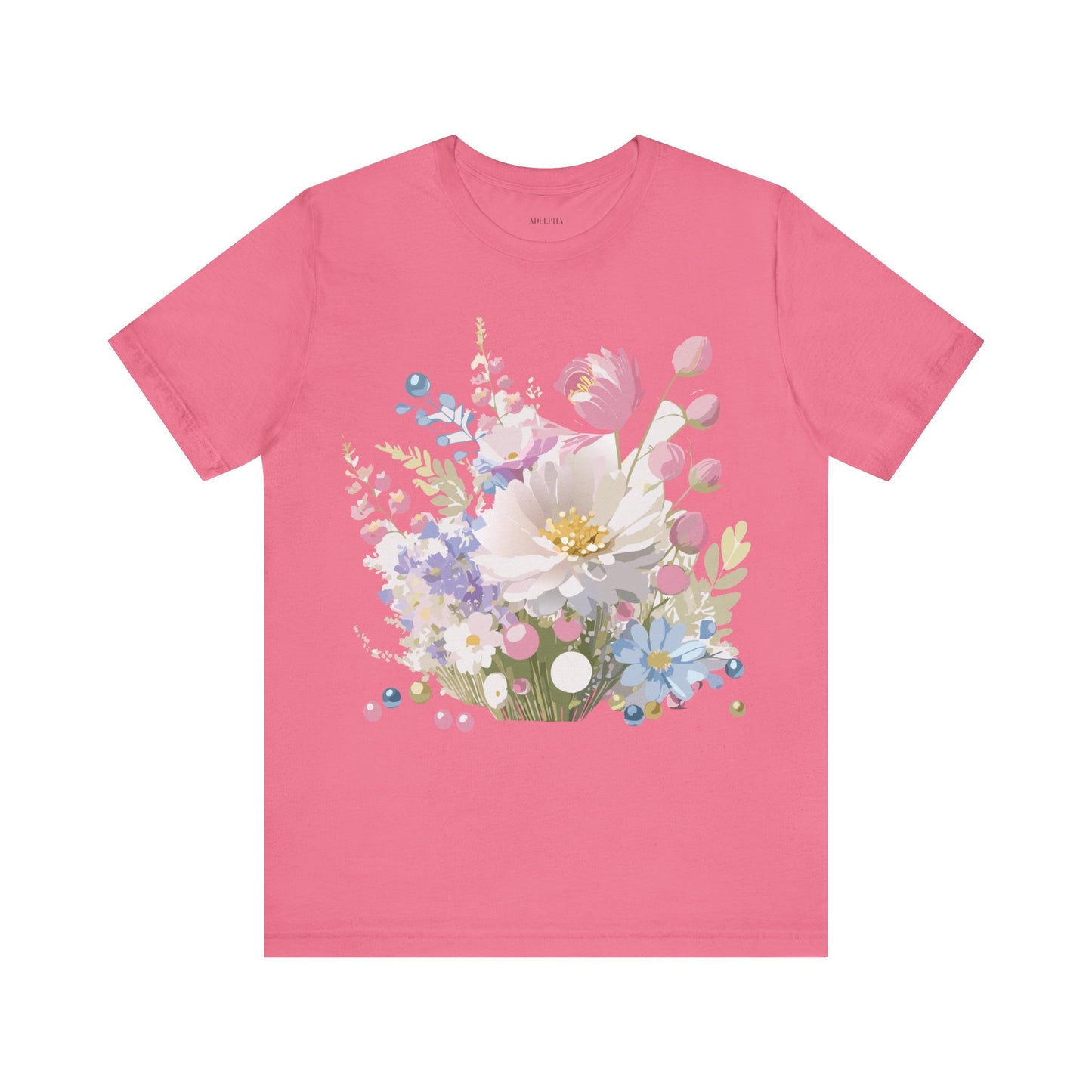 Natural Cotton Tee Shirt with Flowers