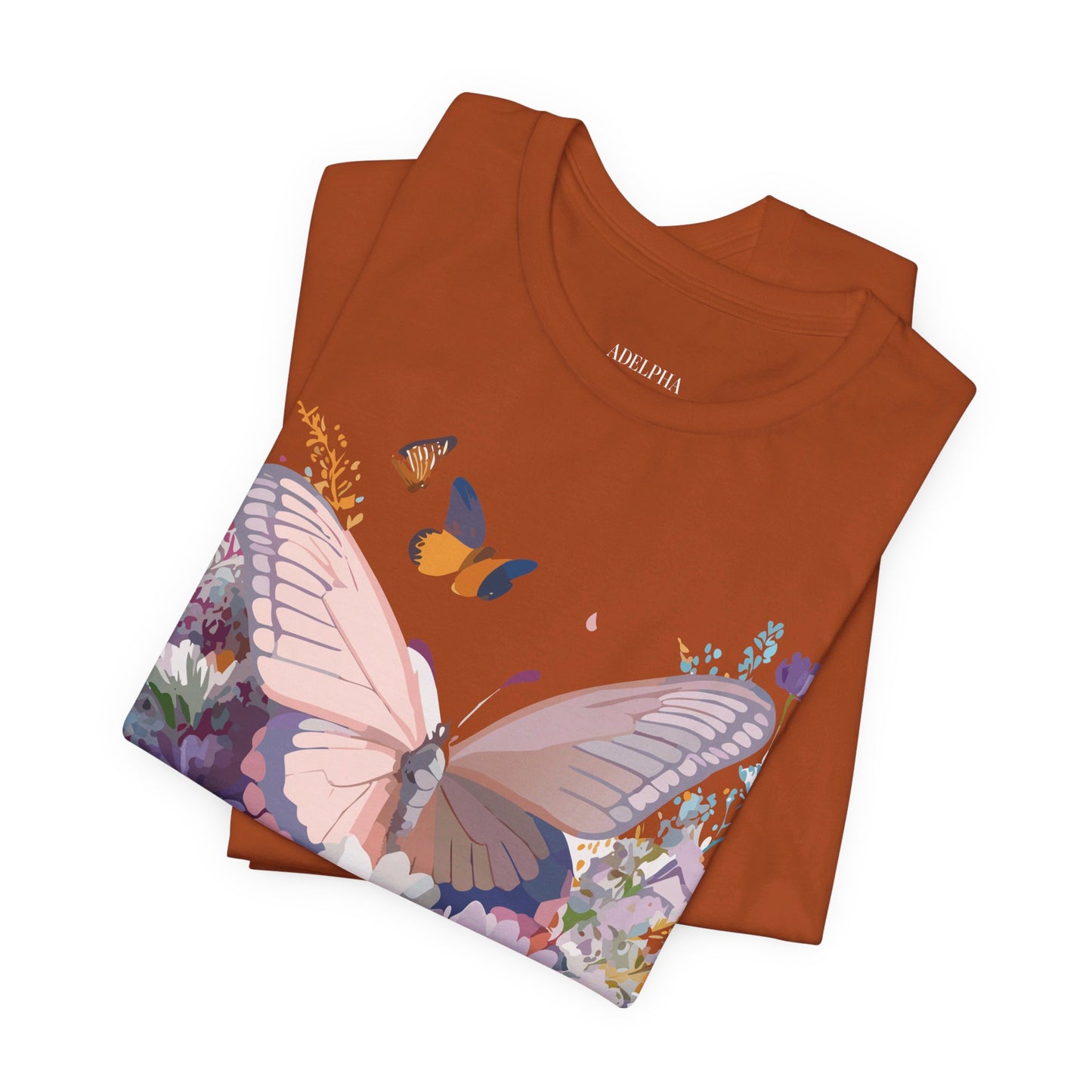 Natural Cotton Tee Shirt with Butterfly