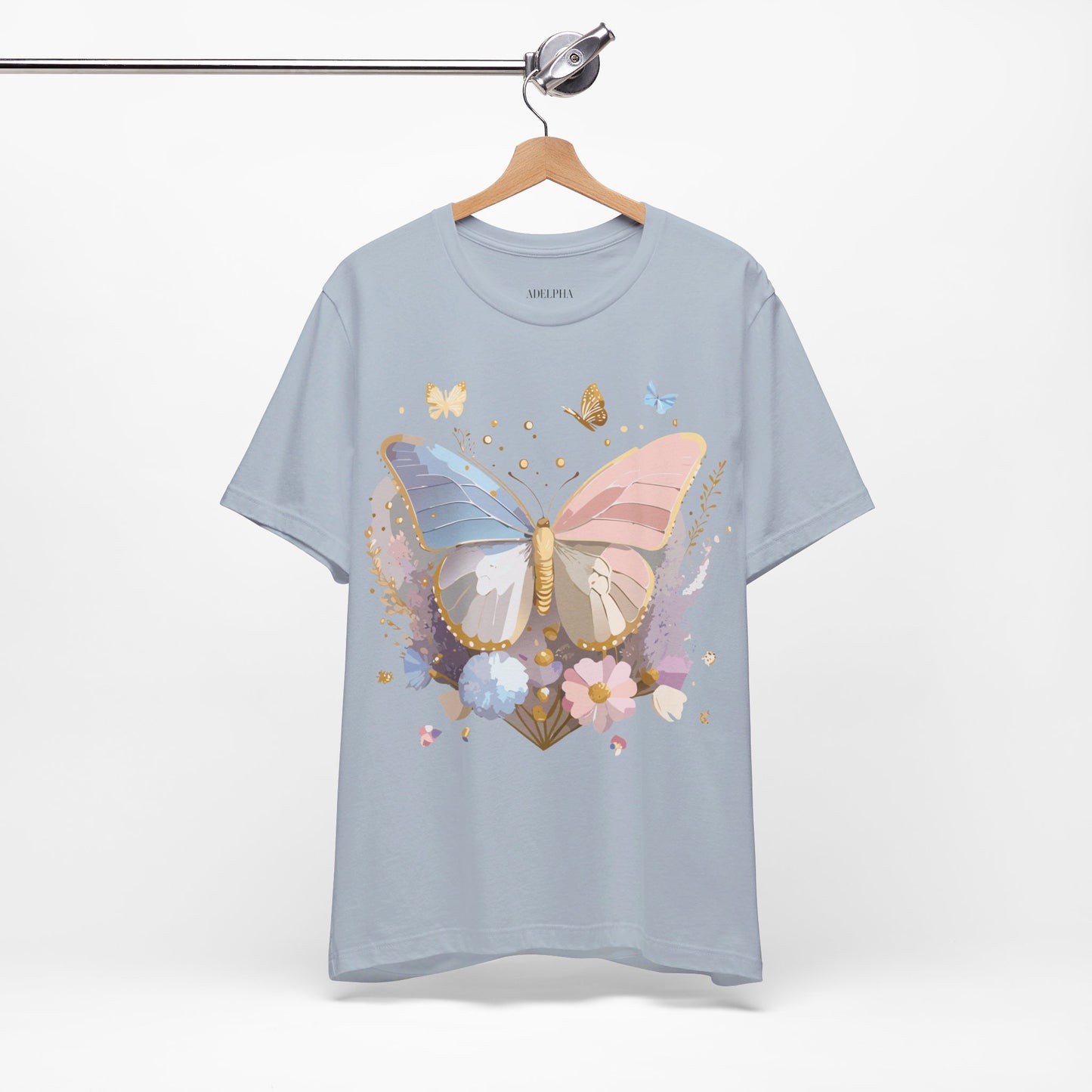 Natural Cotton Tee Shirt with Butterfly