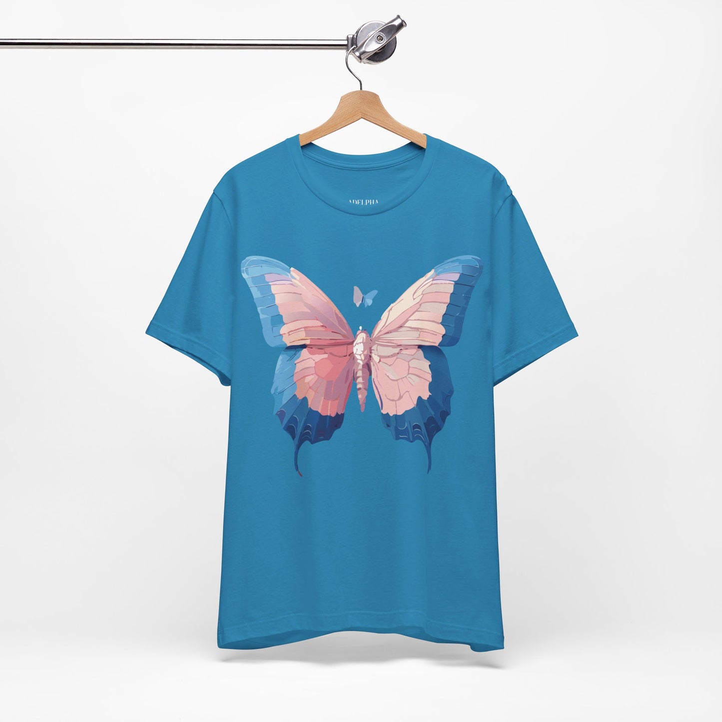 Natural Cotton Tee Shirt with Butterfly