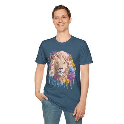 Lion Shirt Unisex Floral Lion Tee Gildan Softstyle 64000 Short Sleeve