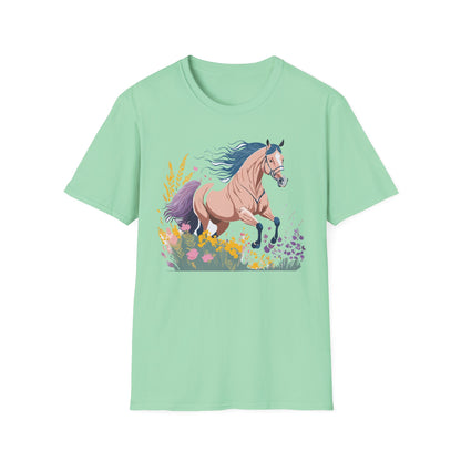 Unisex Horse Shirt With Animal Design Gildan Softstyle 64000 Tee