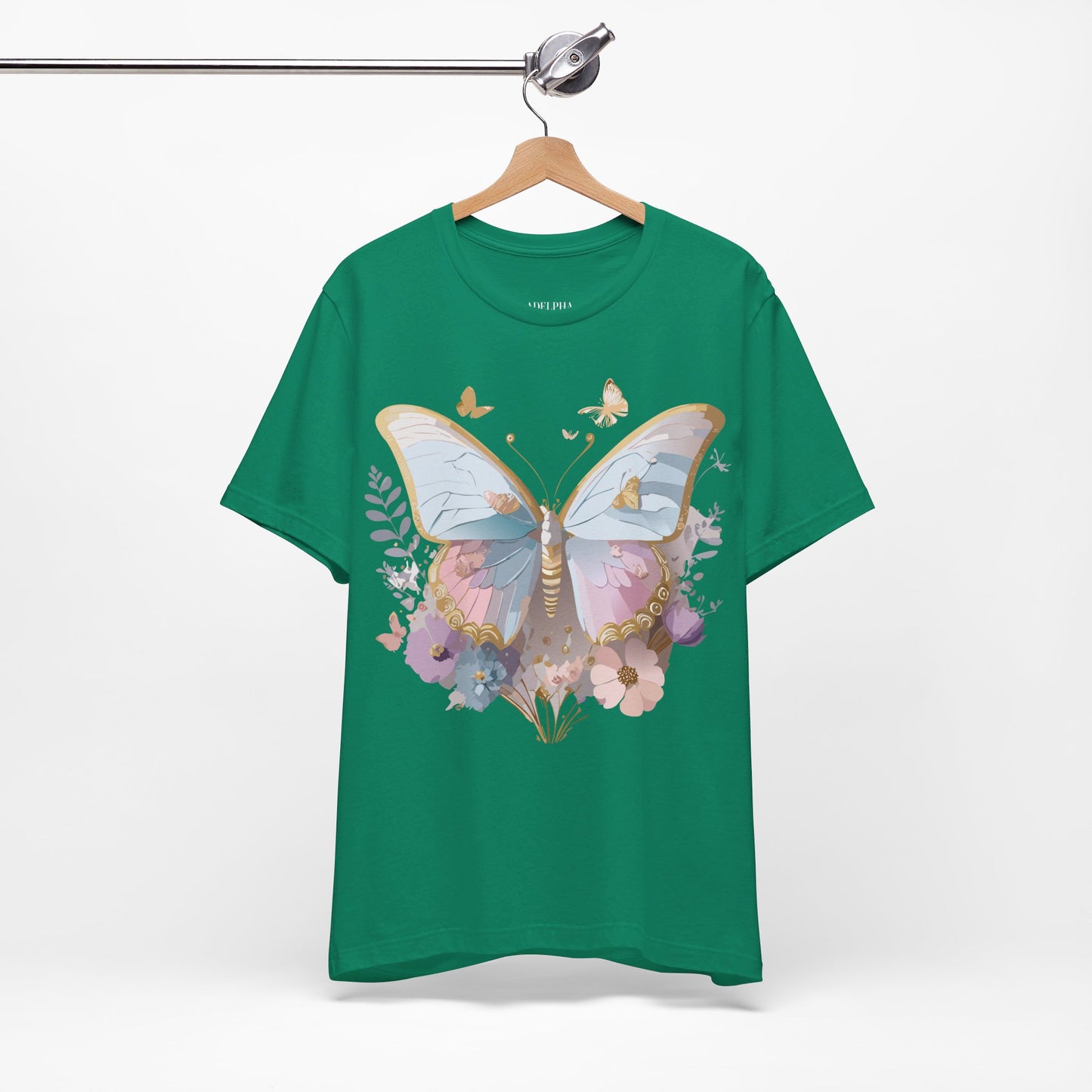 Natural Cotton Tee Shirt with Butterfly