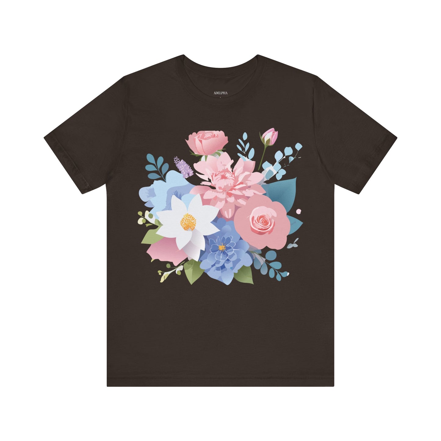 Natural Cotton Tee Shirt with Flowers