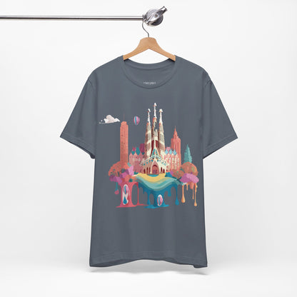 Natural Cotton Tee Shirt - Beautiful Places Collection - Barcelona Printify