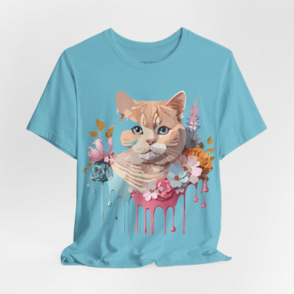 Natural Cotton Tee Shirt with Cat Printify