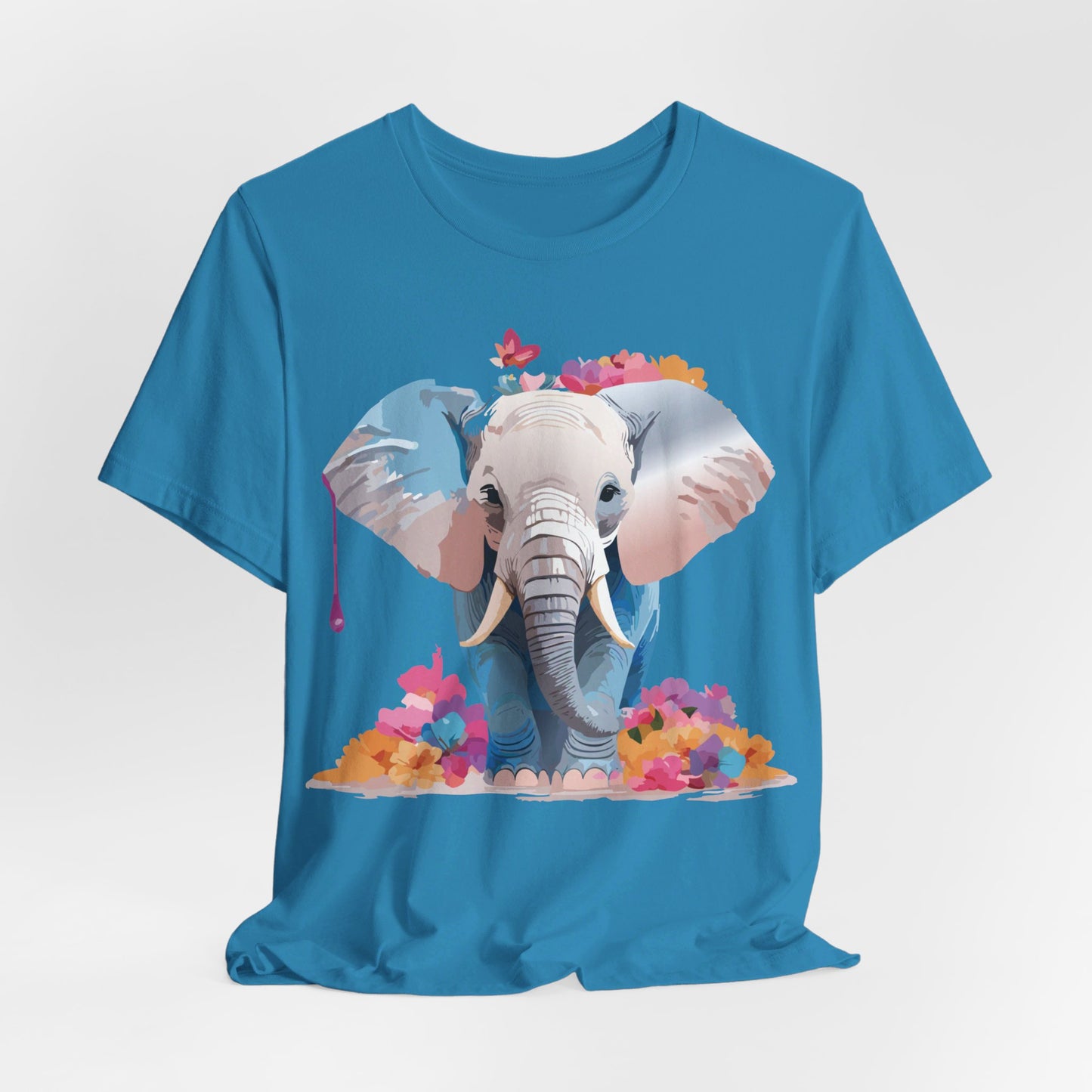 T-shirt en coton naturel avec motif éléphant