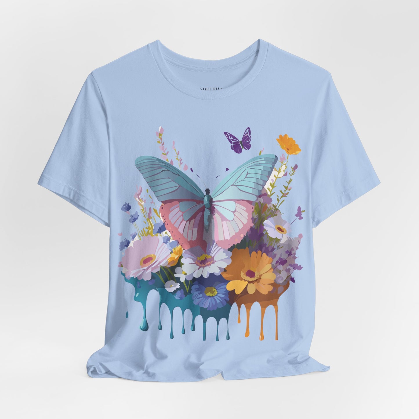 Natural Cotton Tee Shirt with Butterfly