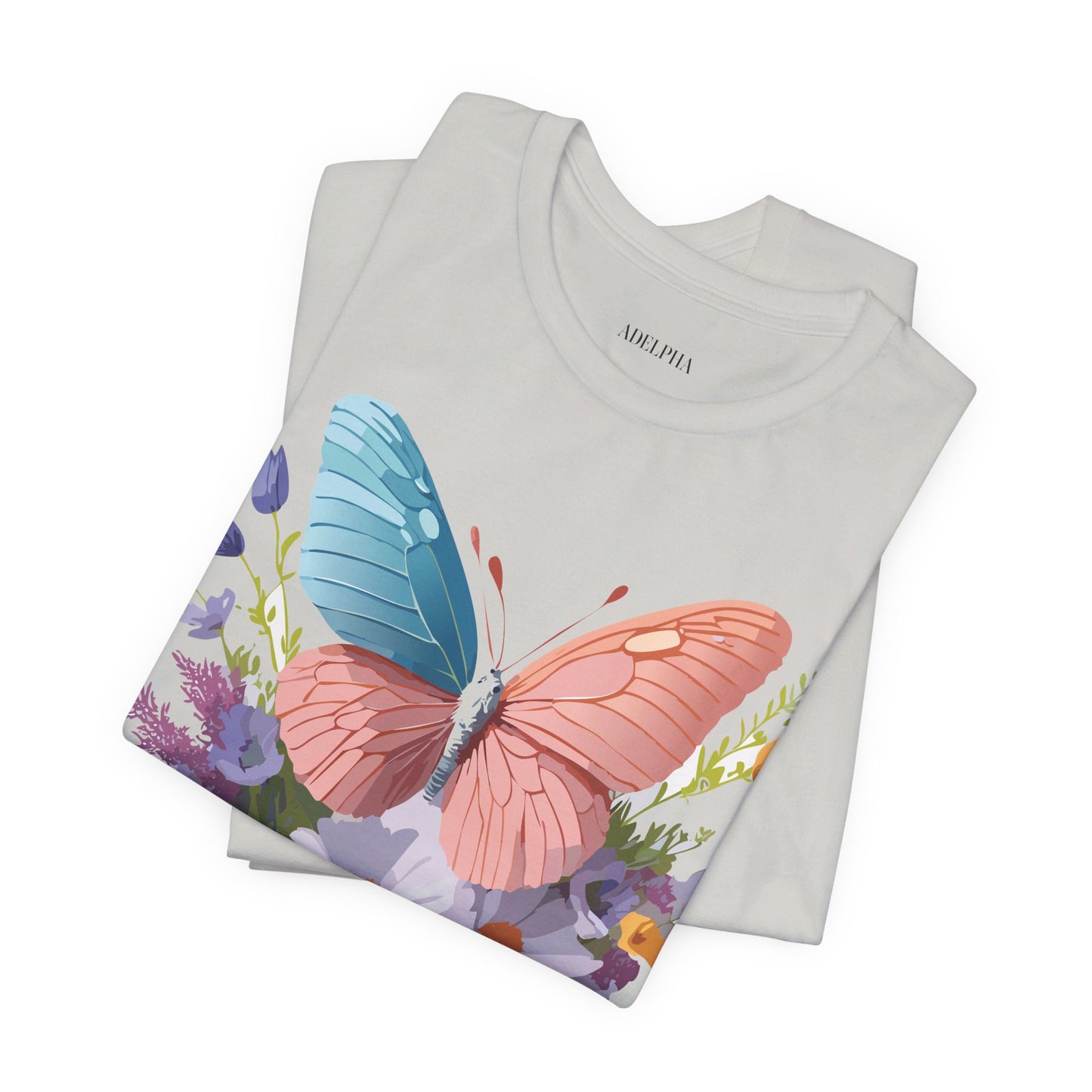 Natural Cotton Tee Shirt with Butterfly