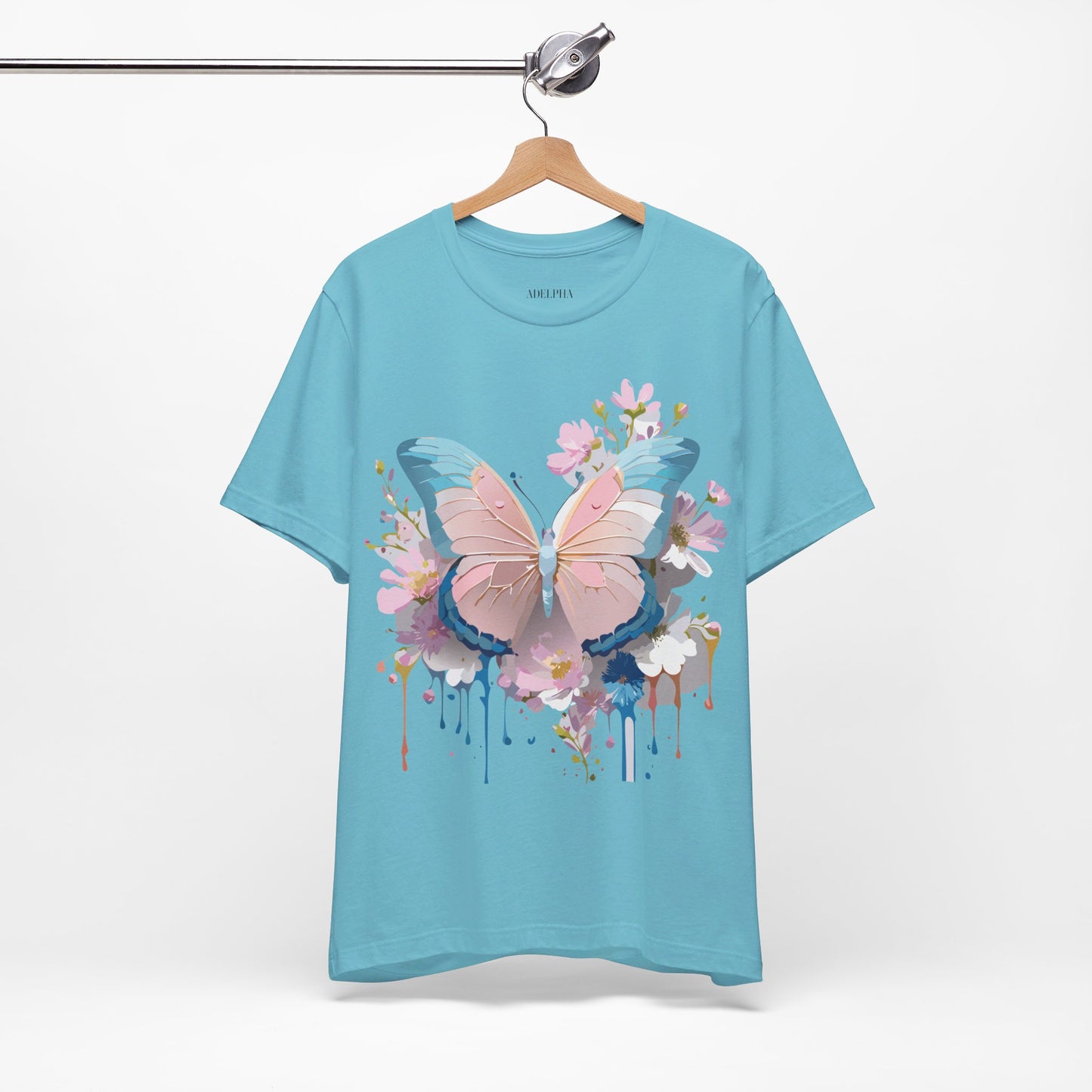 Natural Cotton Tee Shirt with Butterfly