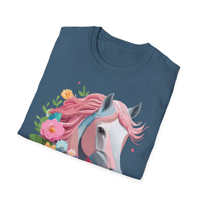 Unisex Horse Shirt Softstyle Cotton Tee With Animal Print Design