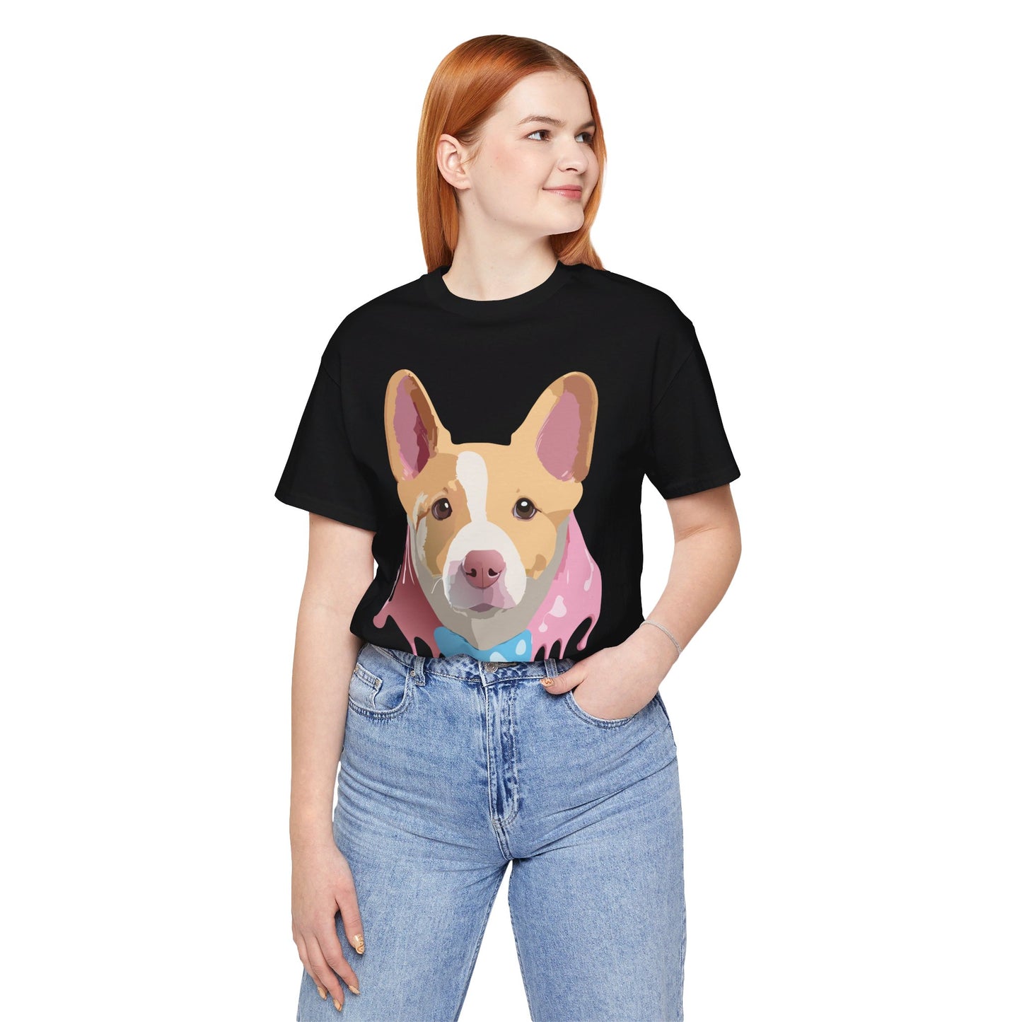 Natural Cotton Tee Shirt with Dog