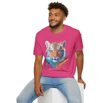 Tiger Print Shirt Unisex Softstyle Tee 100 Percent Ring Spun Cotton