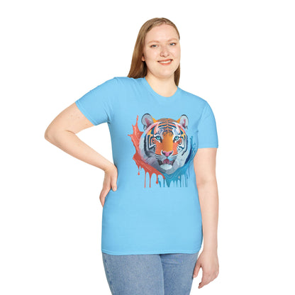 Unisex Tiger Tee Gildan Softstyle Animal Print Shirt Ring Spun Cotton