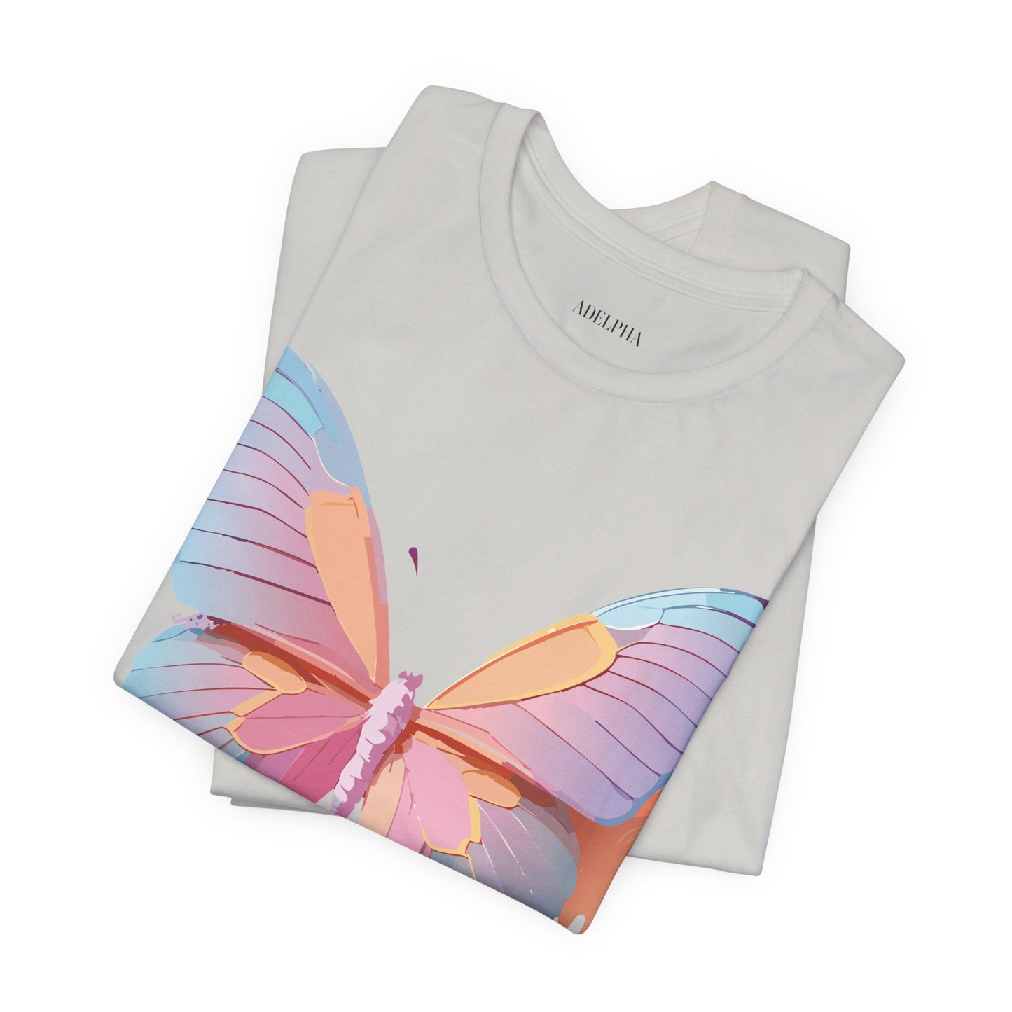 Natural Cotton Tee Shirt with Butterfly