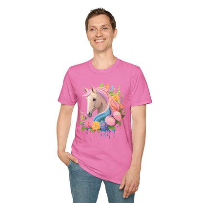 Unisex Horse Shirt Soft Cotton Tee With Animal Artwork Gildan Softstyle