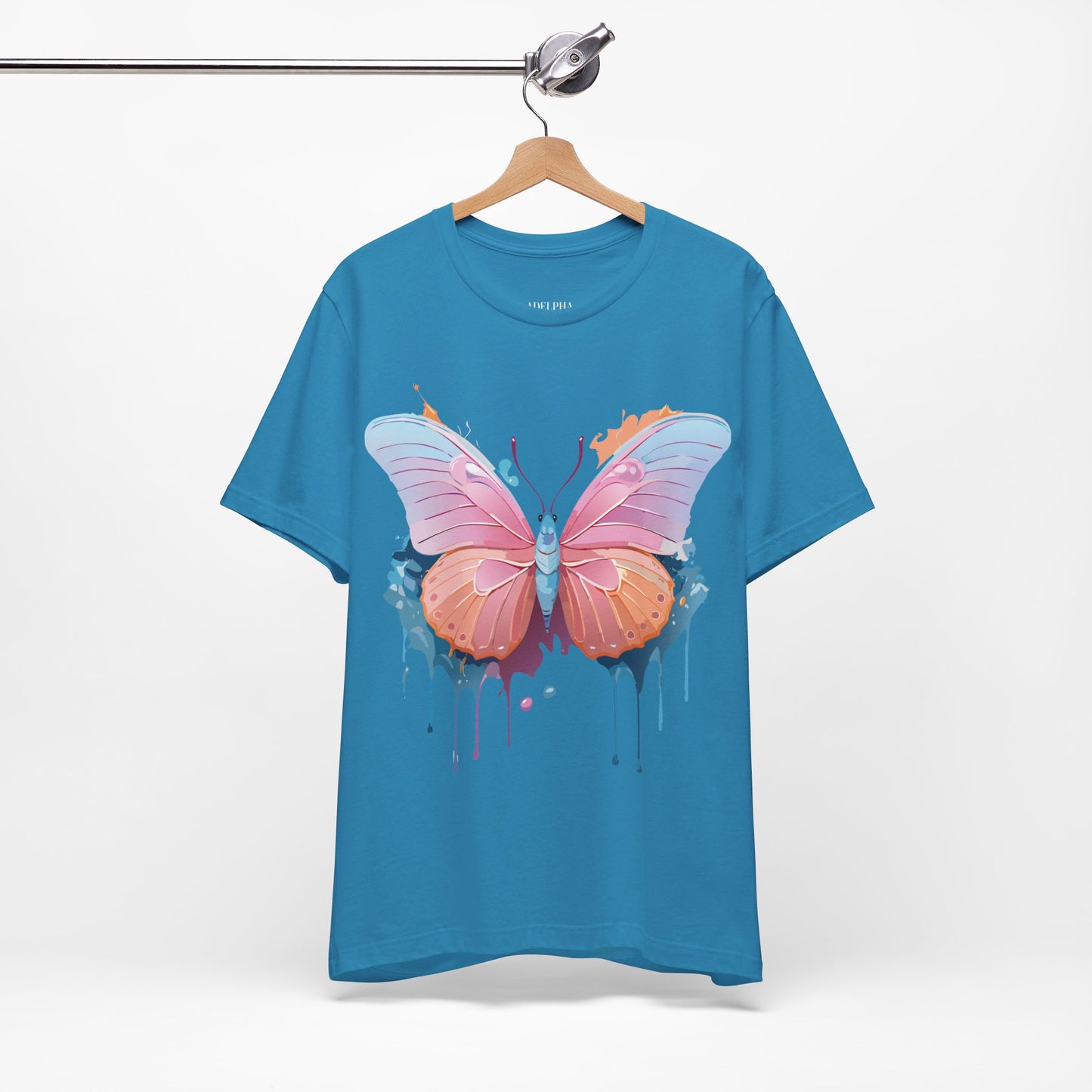 Natural Cotton Tee Shirt with Butterfly