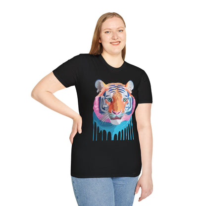 Tiger Print Unisex Softstyle Breathable Cotton Tee 64000 Gildan Shirt