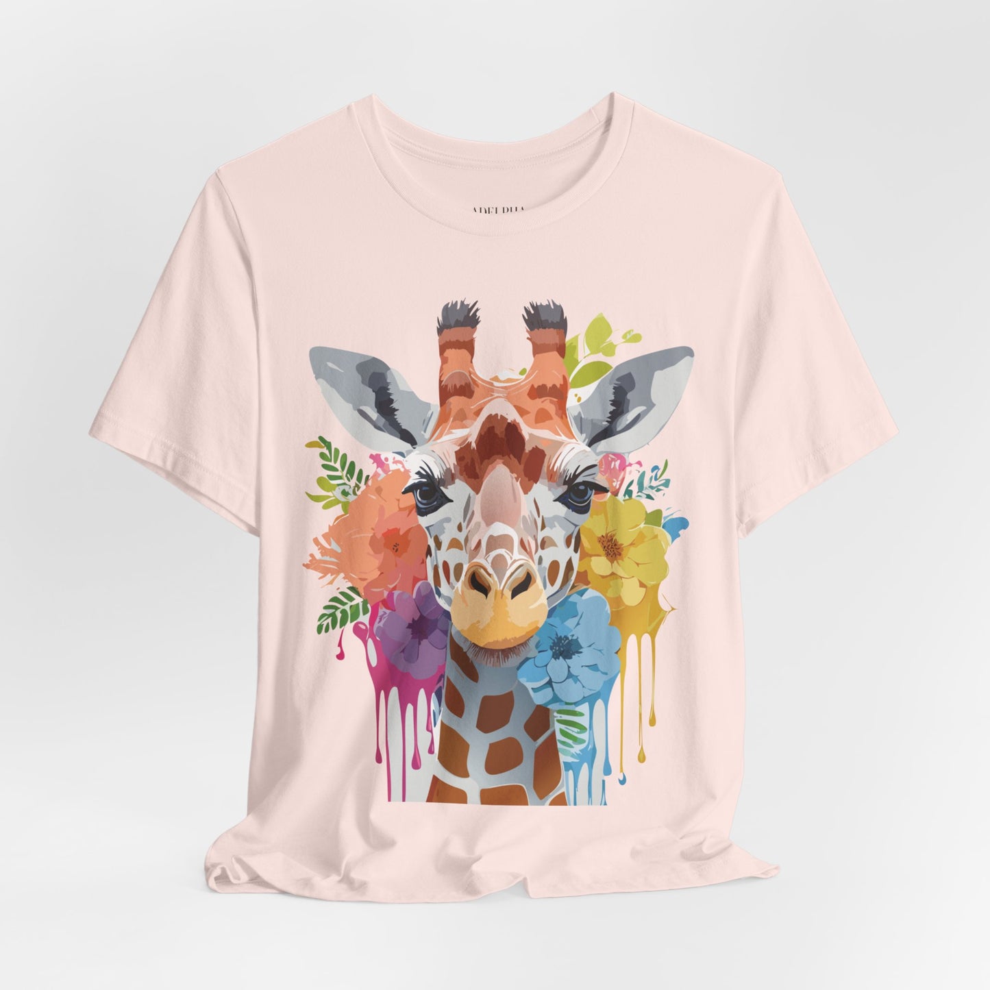 Natural Cotton Tee Shirt with Giraffe