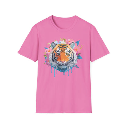 Tiger Print Shirt Unisex Short Sleeve Tee Gildan Softstyle 64000