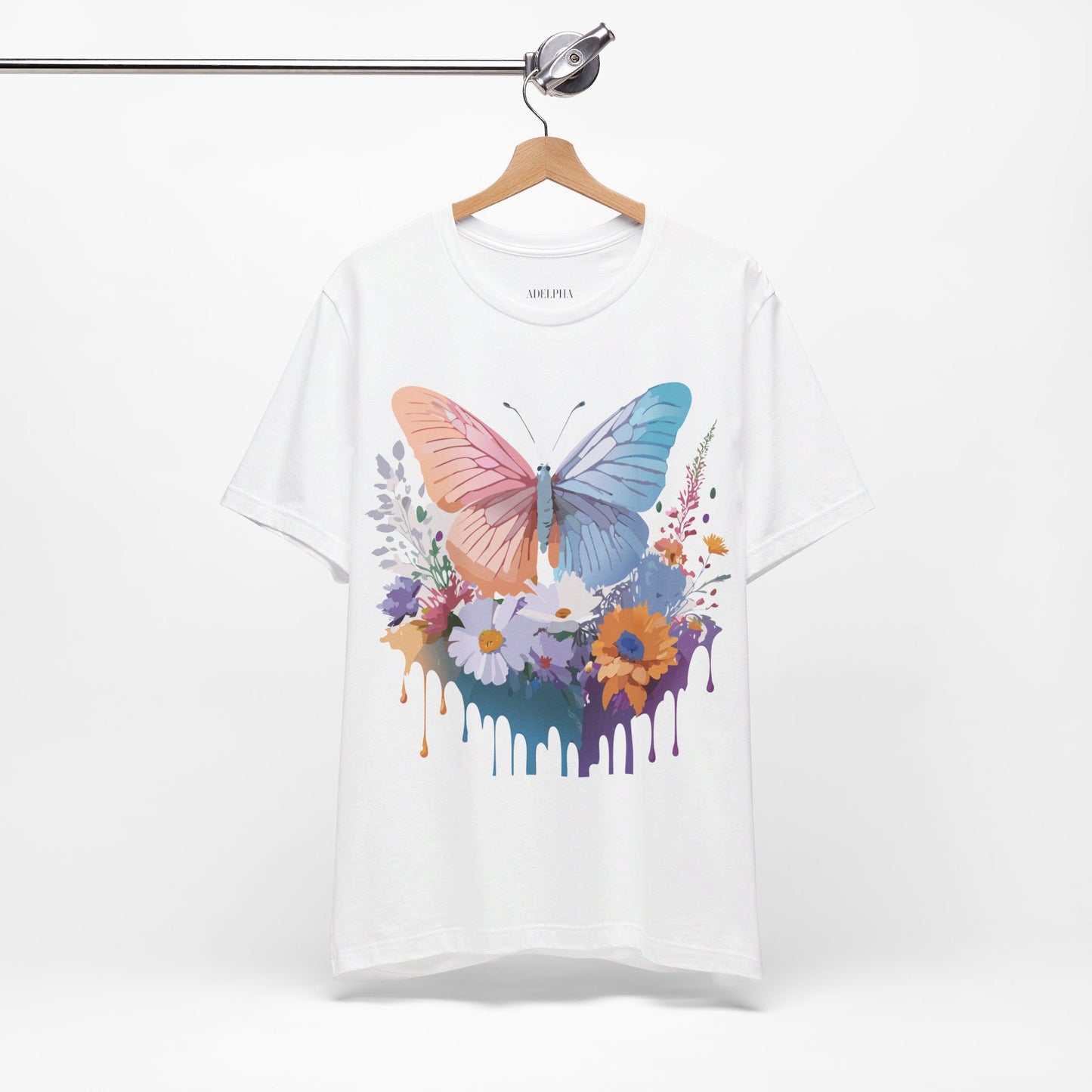 Natural Cotton Tee Shirt with Butterfly