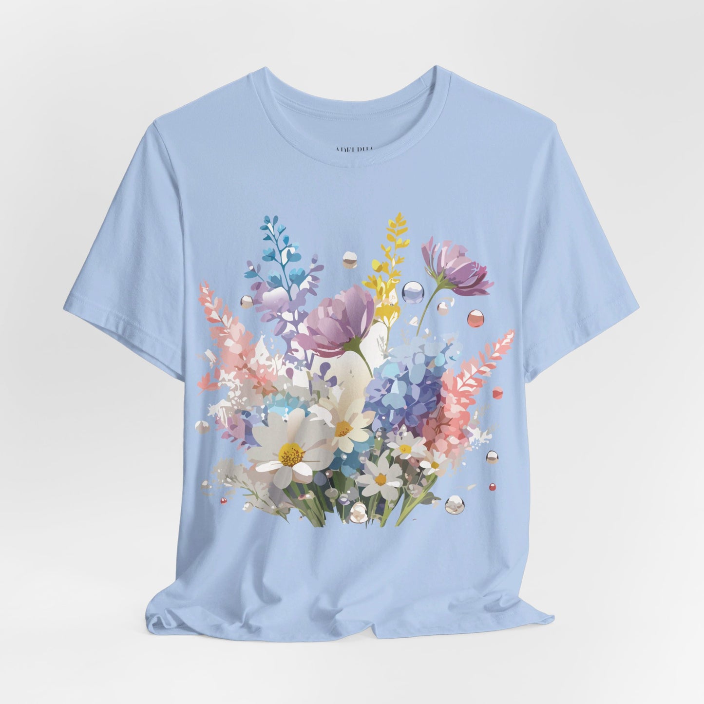 T-shirt en coton naturel avec fleurs