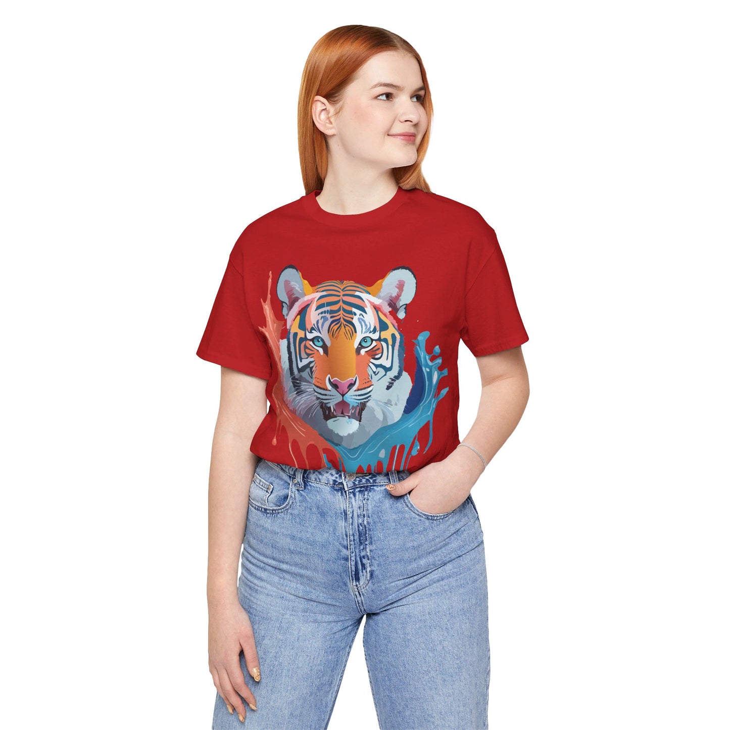 Natural Cotton Tee Shirt with Tiger