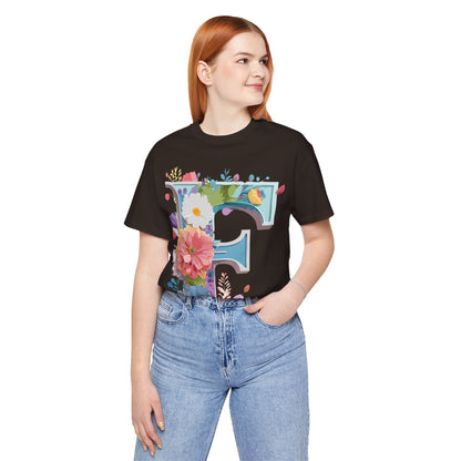 Natural Cotton Tee Shirt - Letters Collection - F Printify