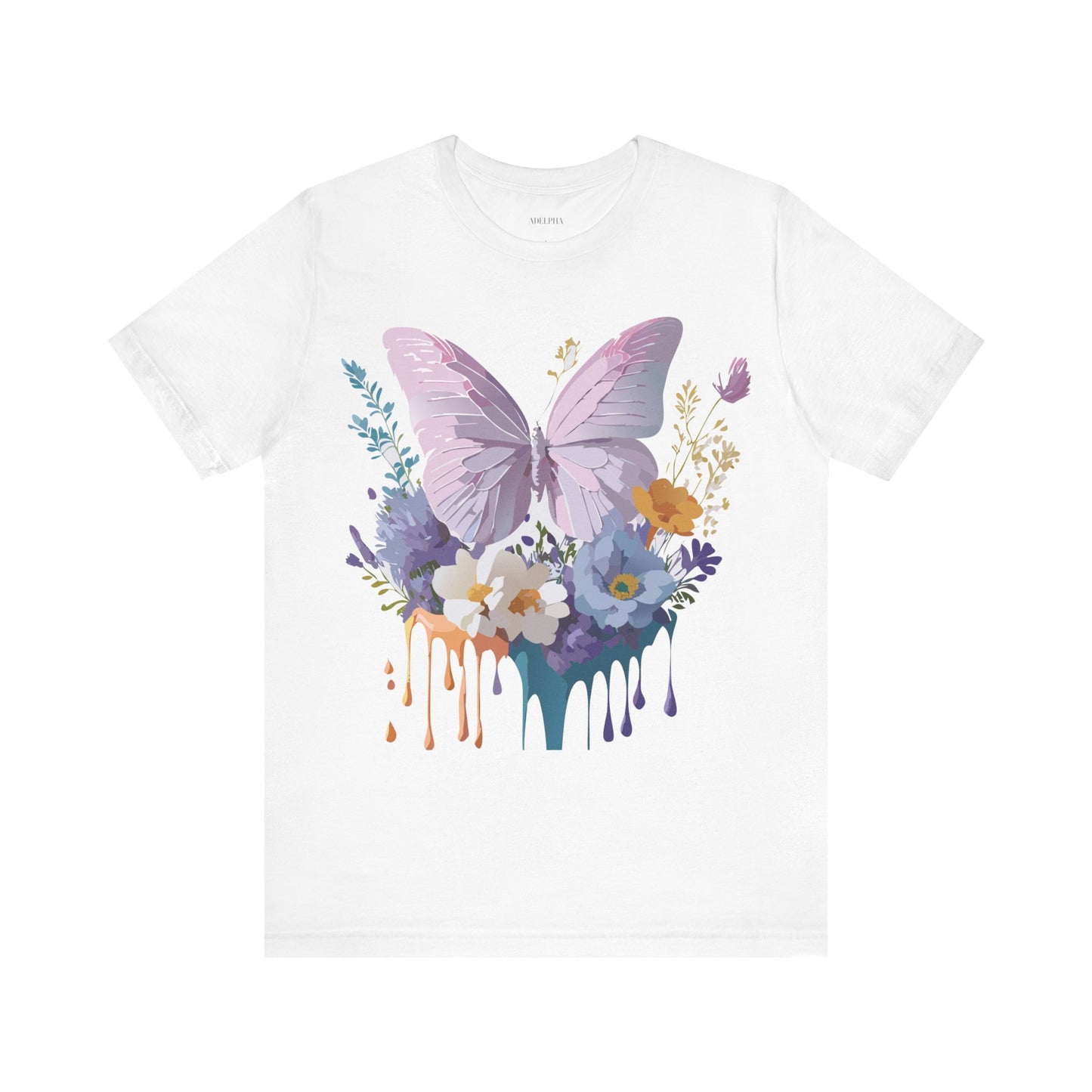 Natural Cotton Tee Shirt with Butterfly