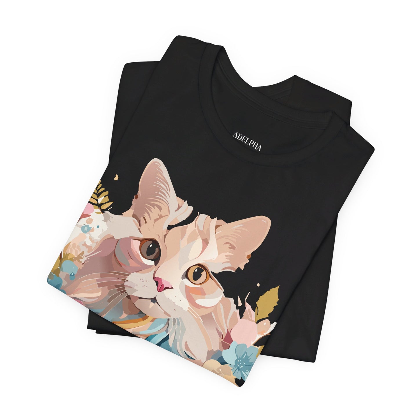 Natural Cotton Tee Shirt with Cat