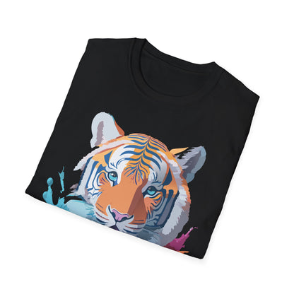 Tiger Print Shirt Unisex Softstyle Tee 100 Percent Ring Spun Cotton