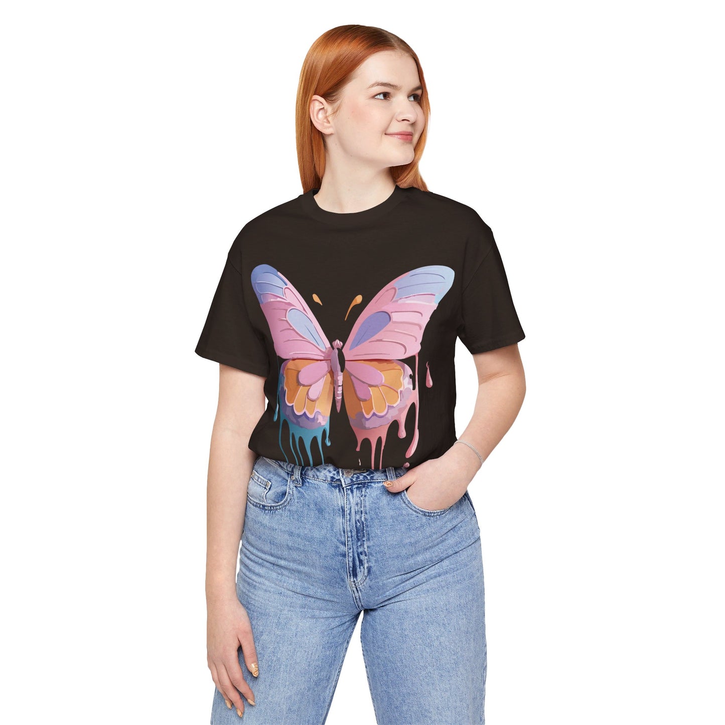 Natural Cotton Tee Shirt with Butterfly