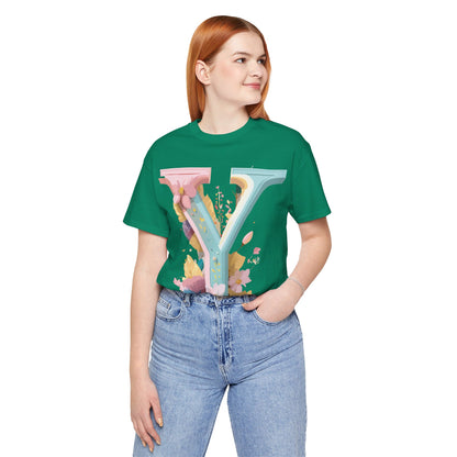Natural Cotton Tee Shirt - Letters Collection - Y Printify