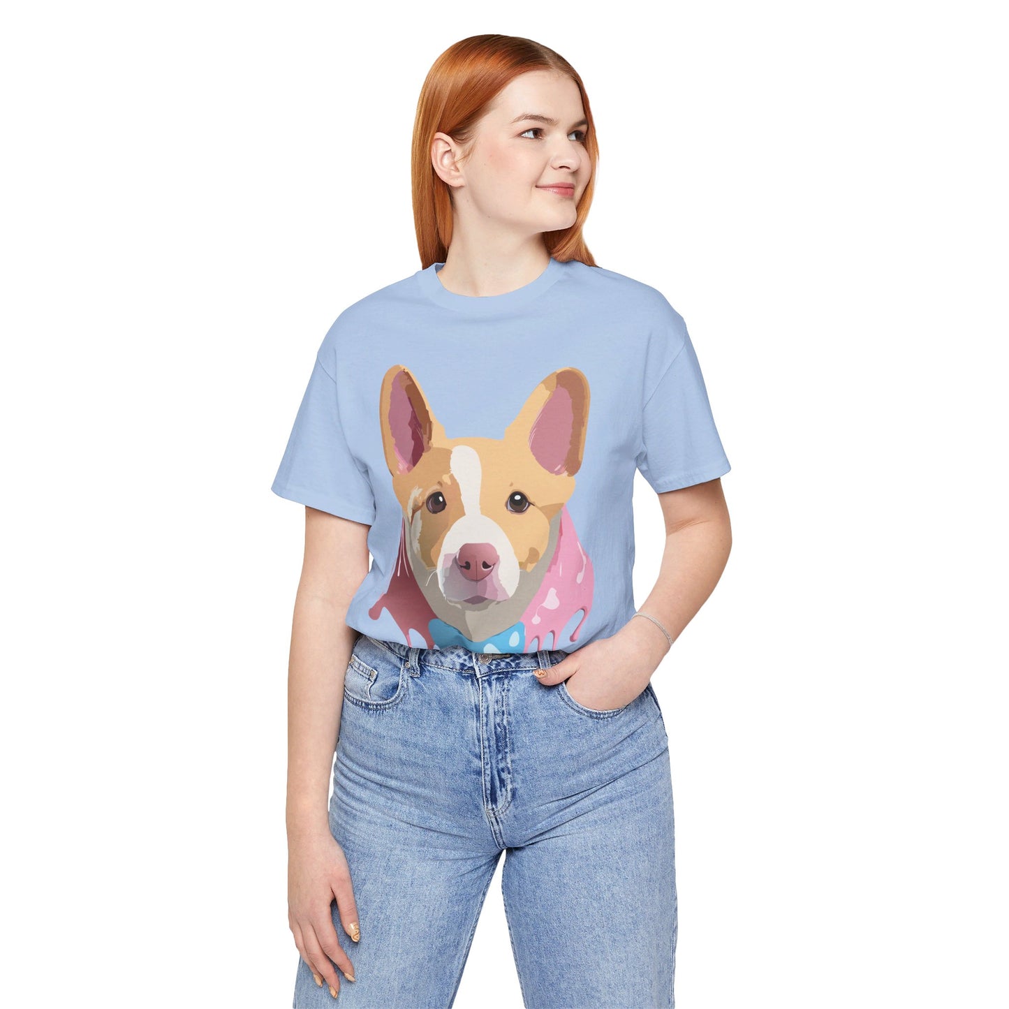 Natural Cotton Tee Shirt with Dog