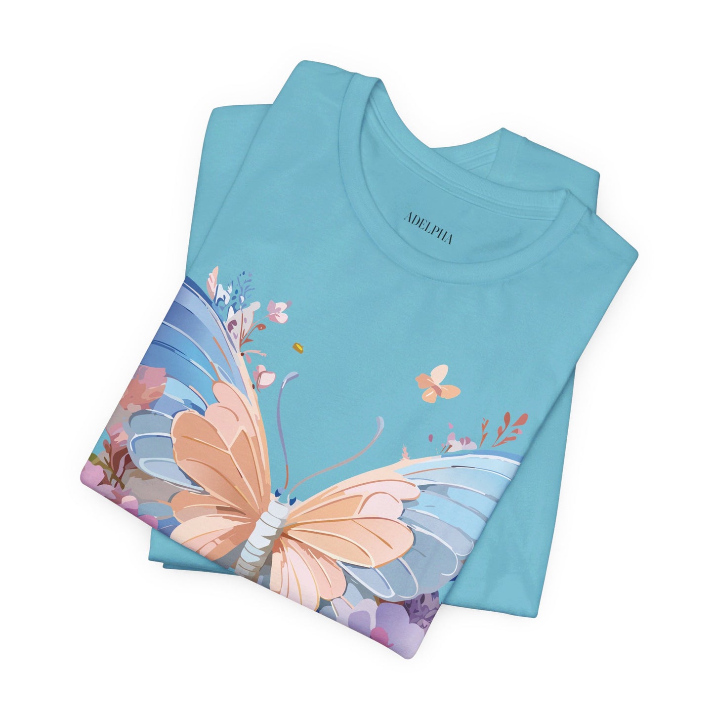 Natural Cotton Tee Shirt with Butterfly