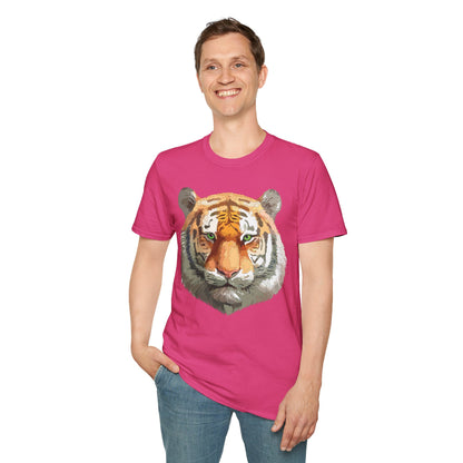Tiger Print Shirt Unisex Animal Tee Gildan Softstyle 64000 Cotton Comfort