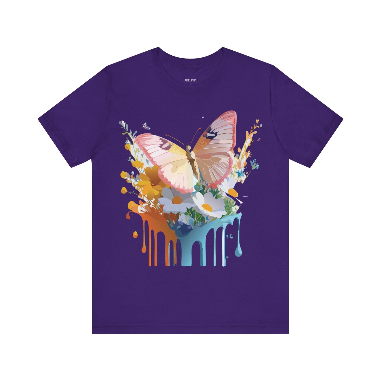 Natural Cotton Tee Shirt with Butterfly