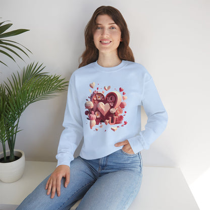 Unisex Floral Big Heart Sweatshirt Love Floral Valentine Day Cotton Poly Blend